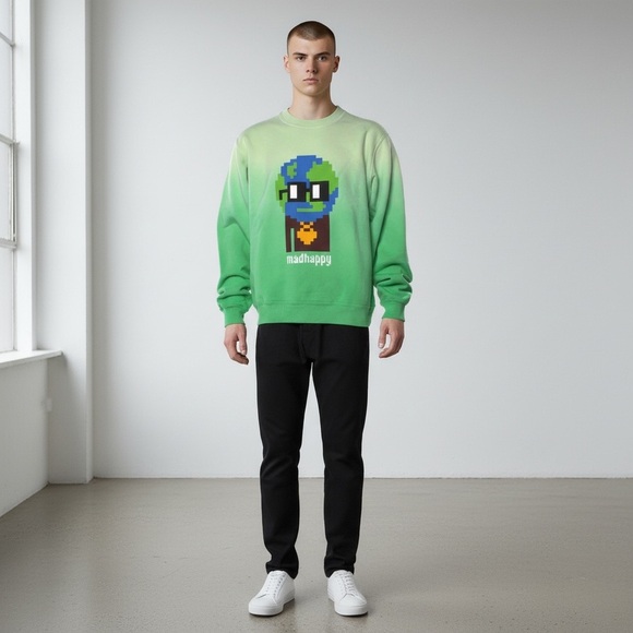 Limited Edition Madhappy x Nouns Earth Green Ombre Crewneck Sweatshirt